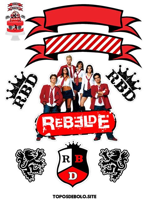 Topo de bolo rbd para imprimir Topo de Bolo RBD (Rebelde) para imprimir grátis Um tema para aqueles que amam a banda, a novela e a nostalgia em si e querem um enfeite de bolo para comemorar uma